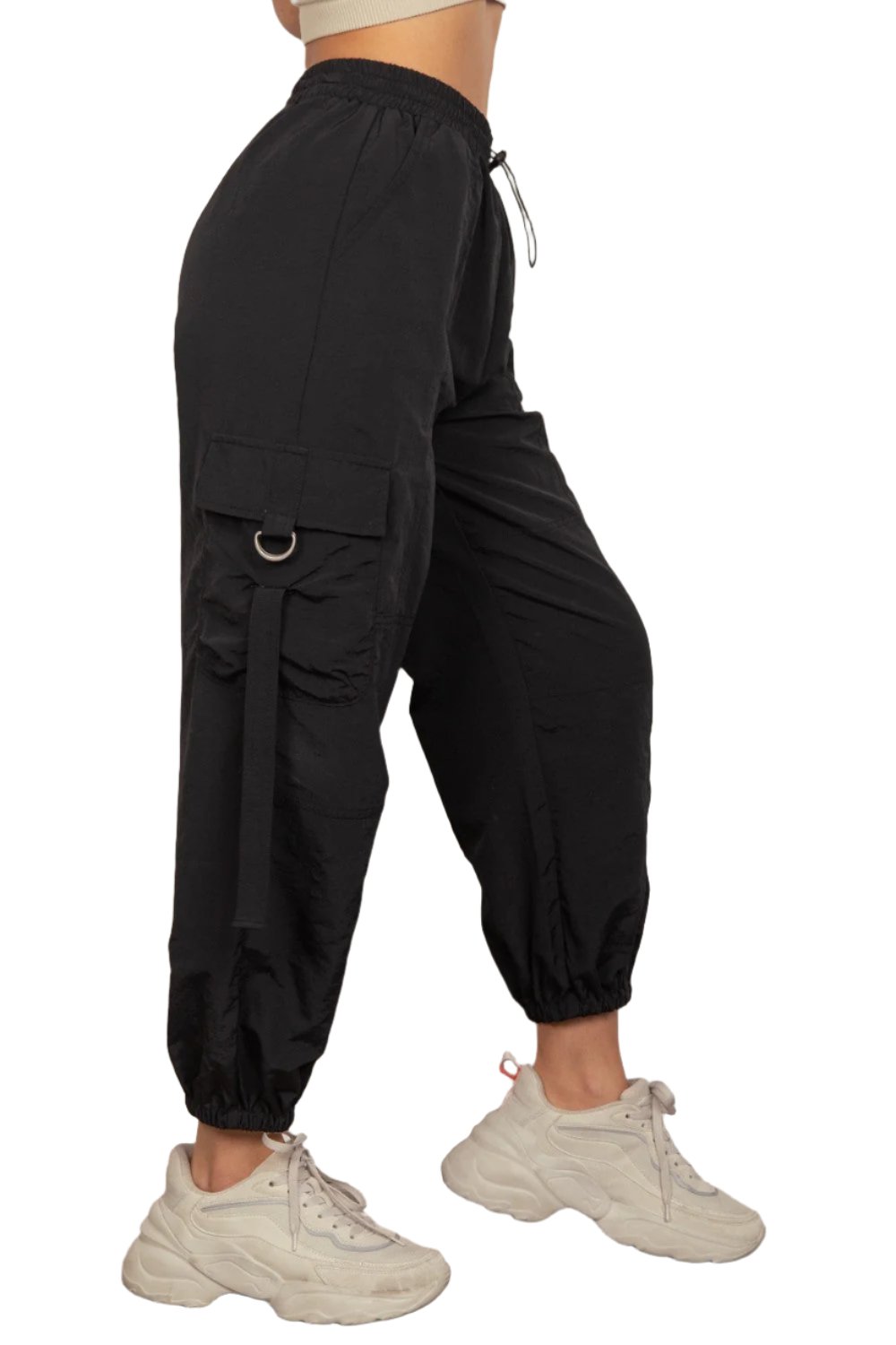 Elastic Waist Woven Cargo Pants