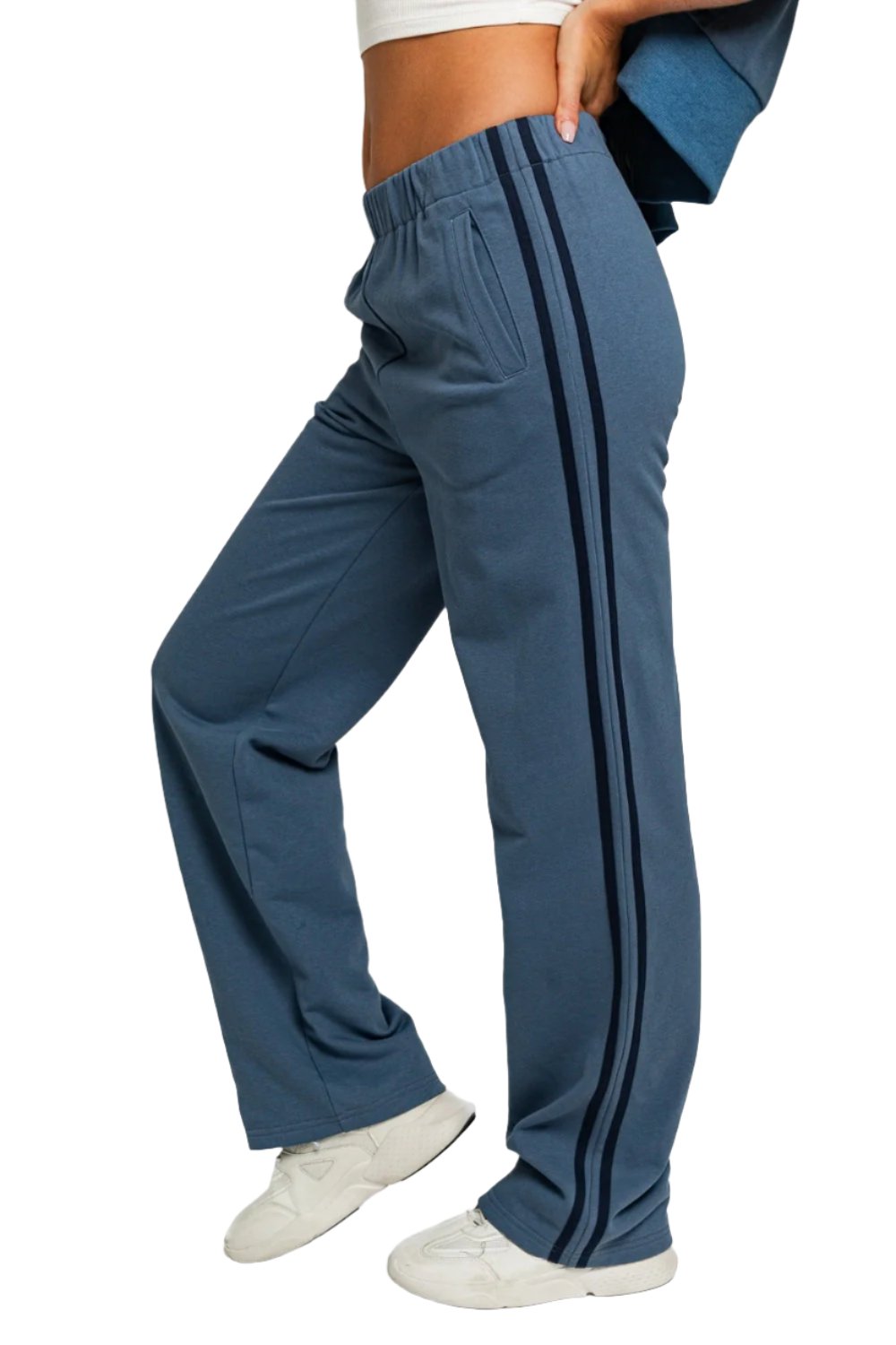 High Waisted Side Stripes Straight Track Sweatpants