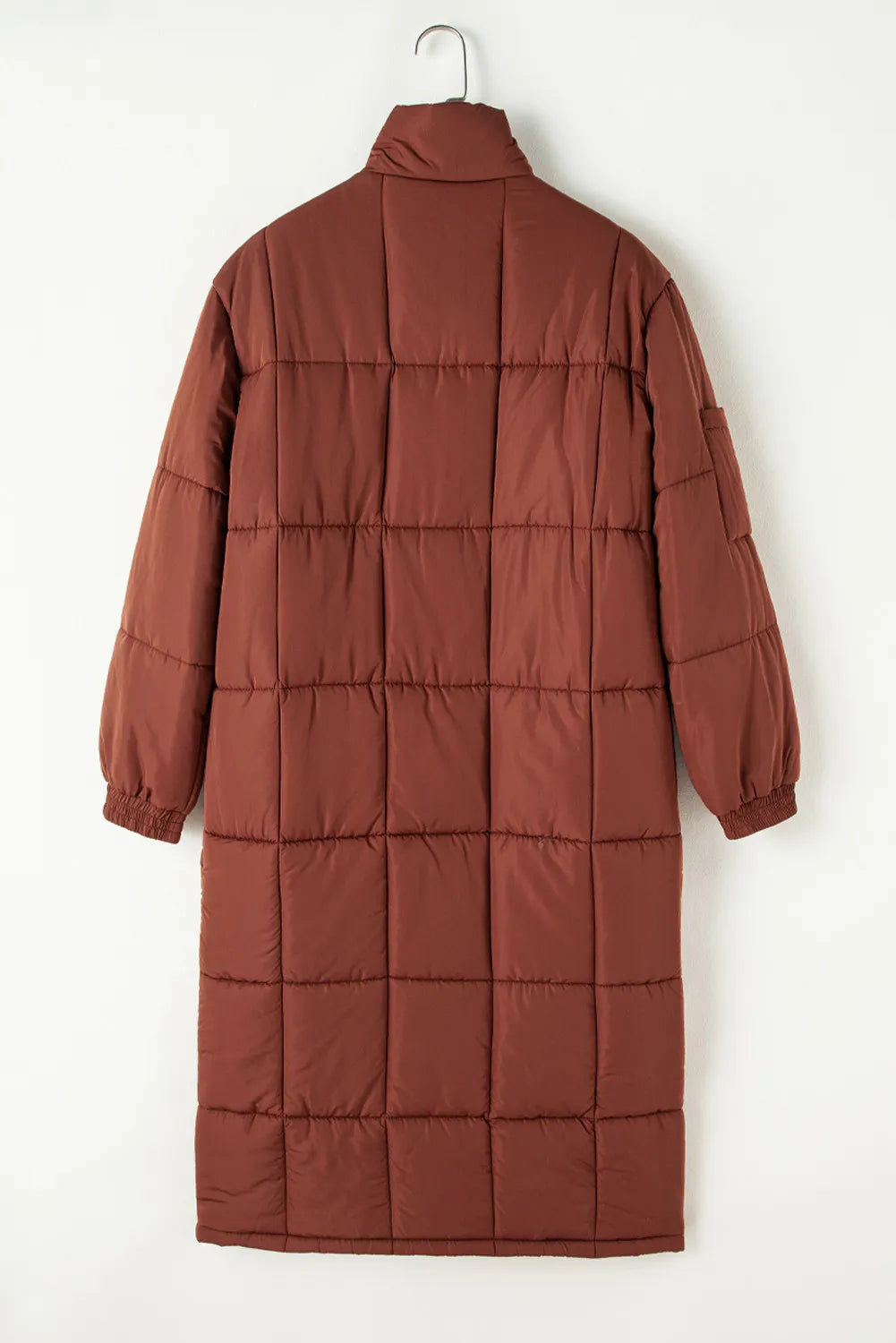 Pocketed Bubble Texture Longline Winter Coat