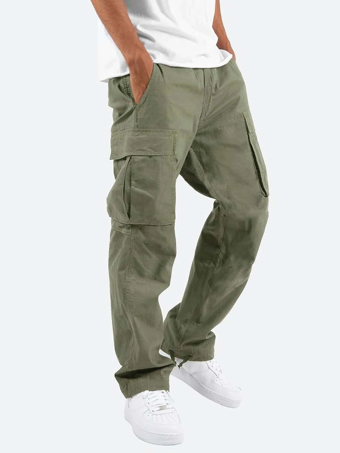 Men's Drawstring Multi Pocket Casual Trousers