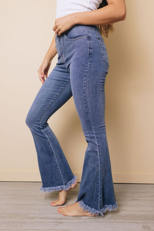 Maren High Waist Flare Jeans with Raw Edges
