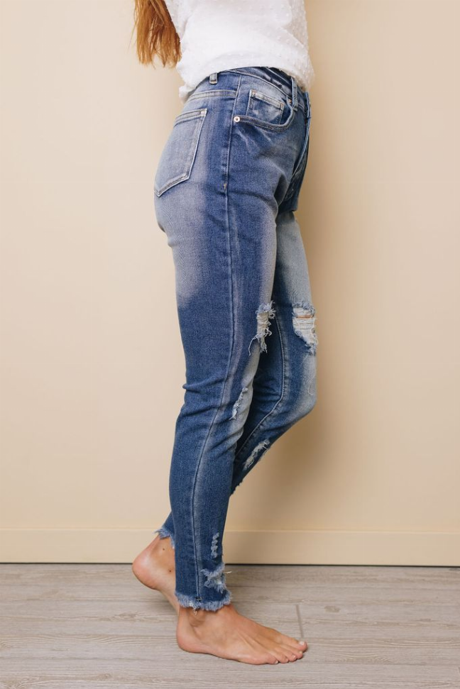 Cora High Rise Distressed Skinny Jeans