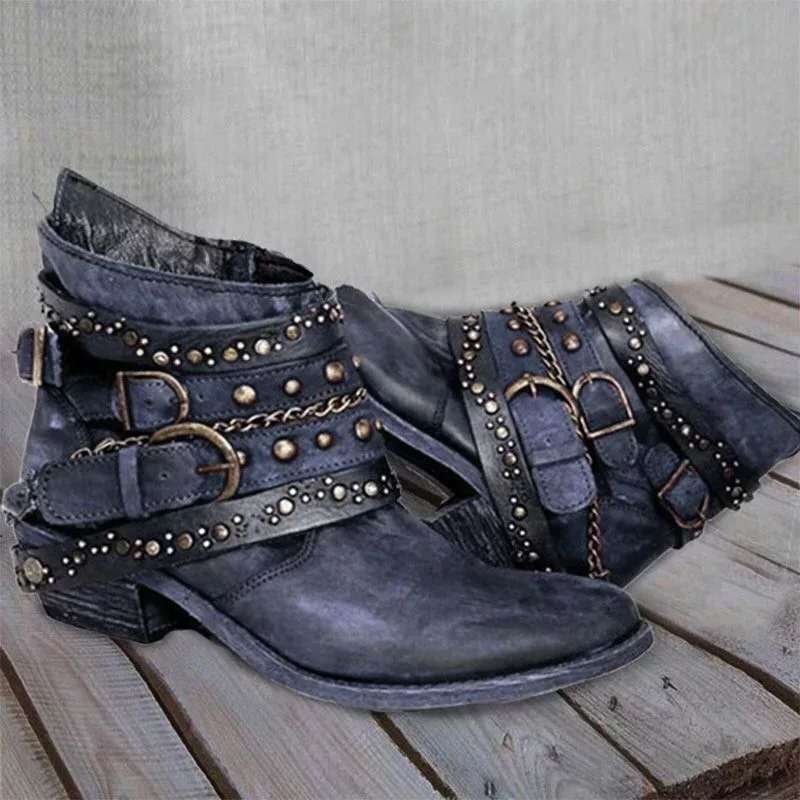 European and American Belted Short Tube Boots