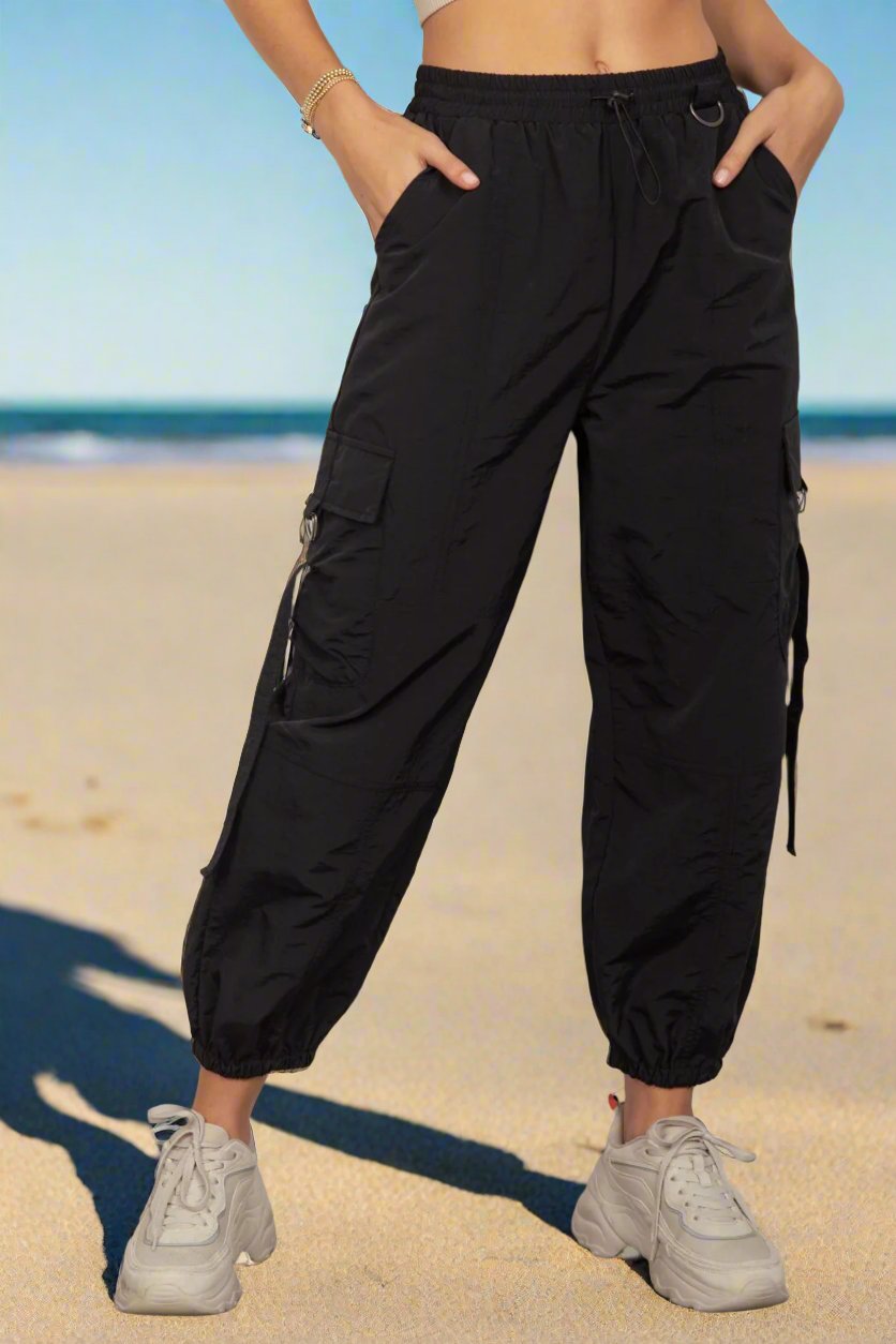 Elastic Waist Woven Cargo Pants