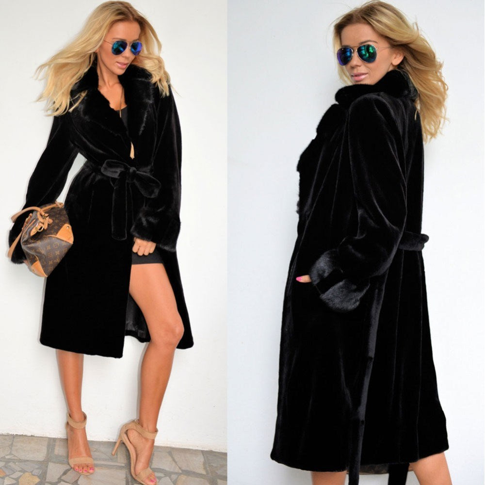 Faux Fur Padded Long Plush Coat