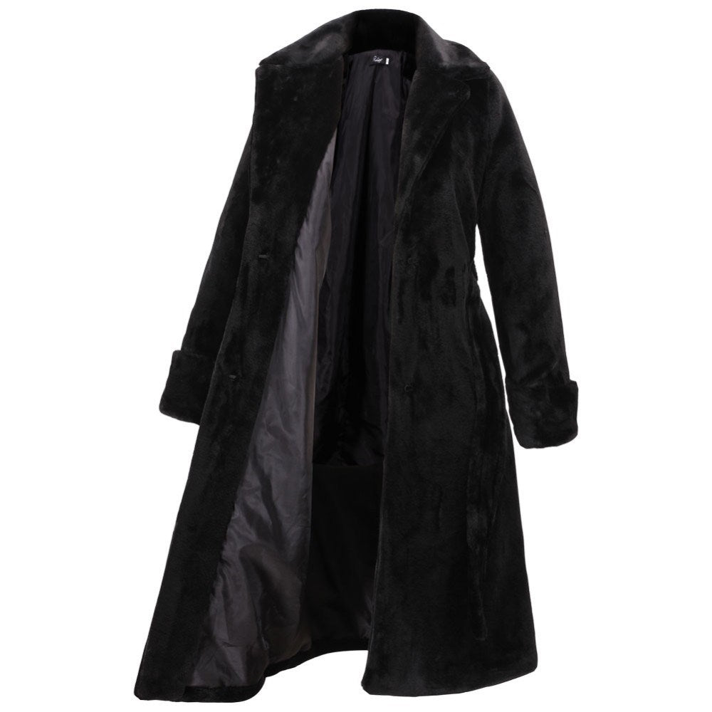 Faux Fur Padded Long Plush Coat