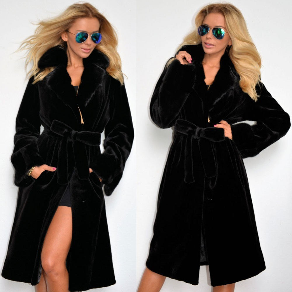 Faux Fur Padded Long Plush Coat