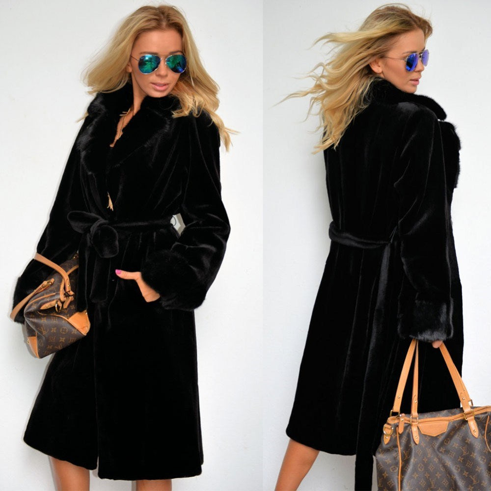 Faux Fur Padded Long Plush Coat