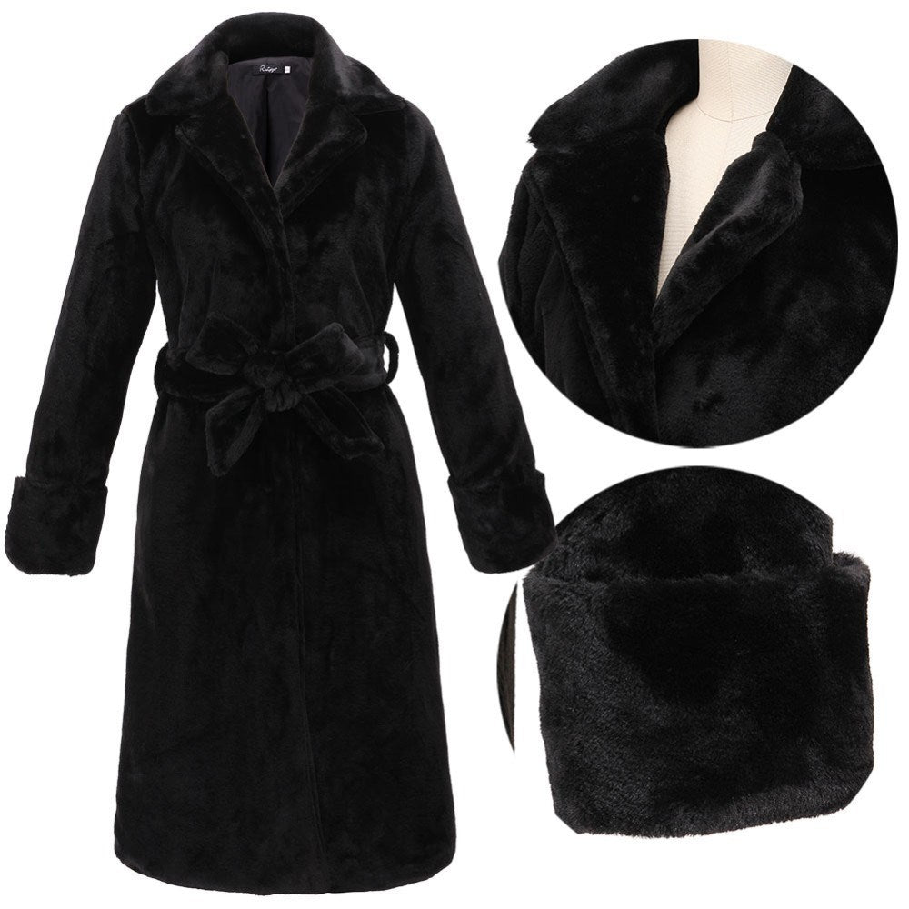 Faux Fur Padded Long Plush Coat