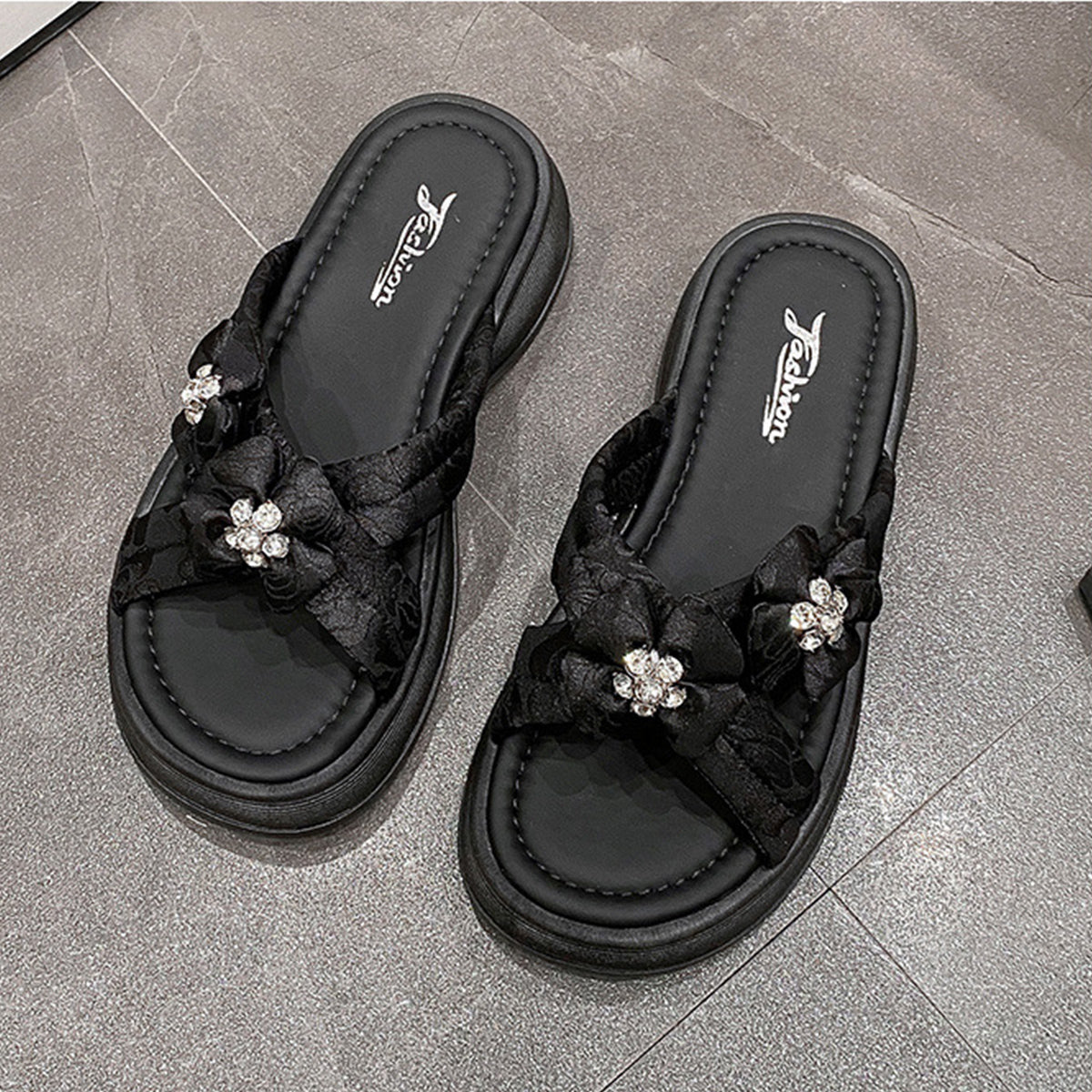 Flower Open Toe Platform Sandals