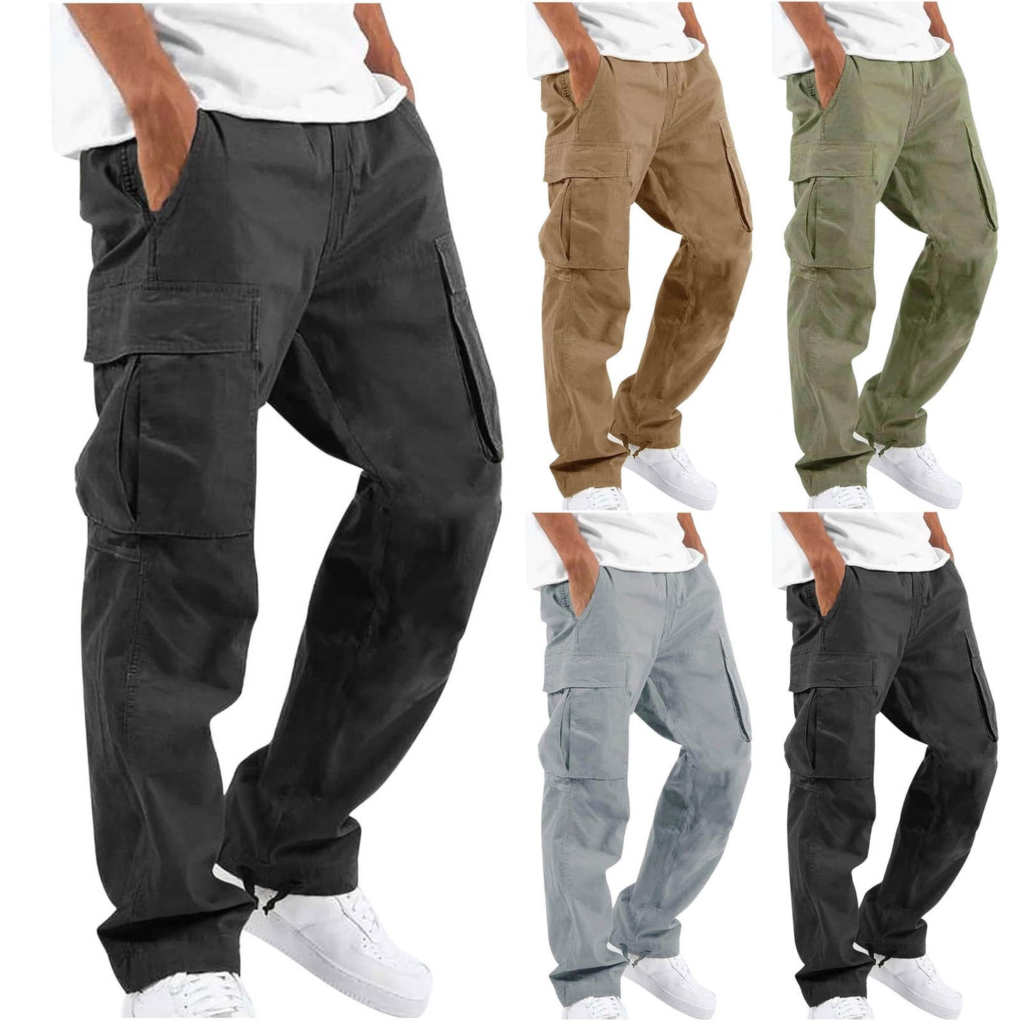 Men's Drawstring Multi Pocket Casual Trousers