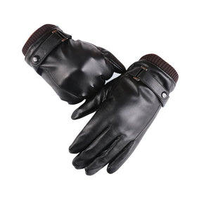Lined Men's Black Leather Gloves -Touchscreen