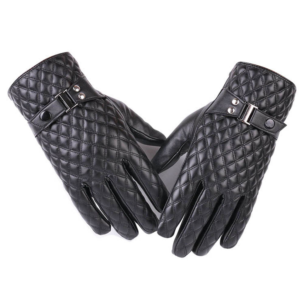 Winter Lined Mens Black Leather Gloves for Winters -Touchscreen warm