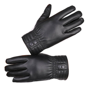 Winter Lined Black Mens Leather Gloves for Winters -Touchscreen warm