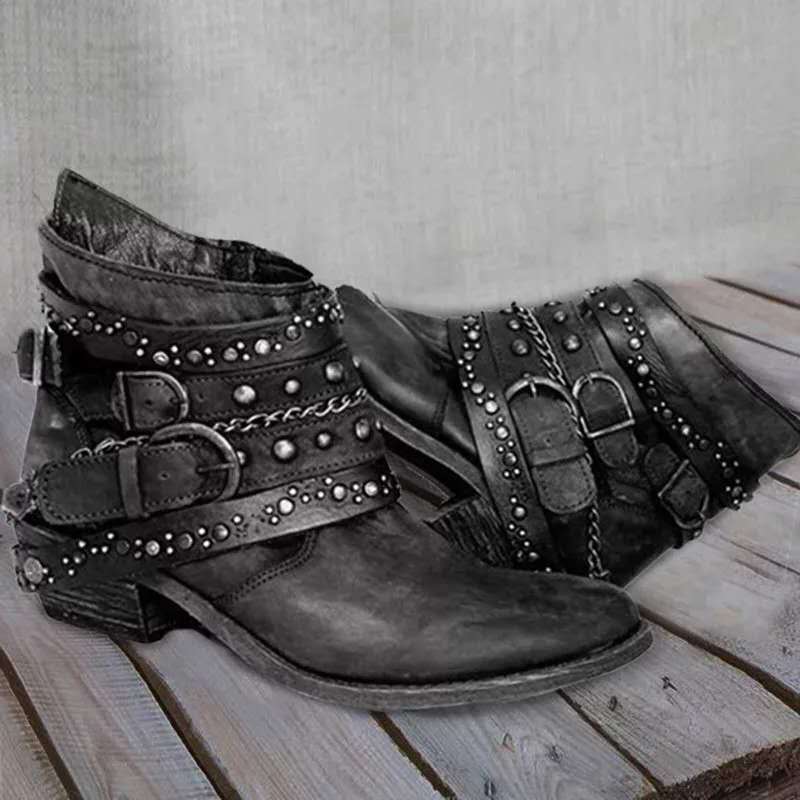 European and American Belted Short Tube Boots