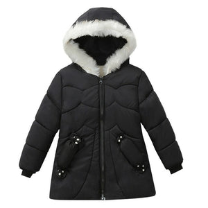 Baby Girls Winter Imitation Fur Collar Hooded Coat