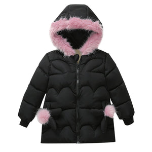 Baby Girls Winter Imitation Fur Collar Hooded Coat