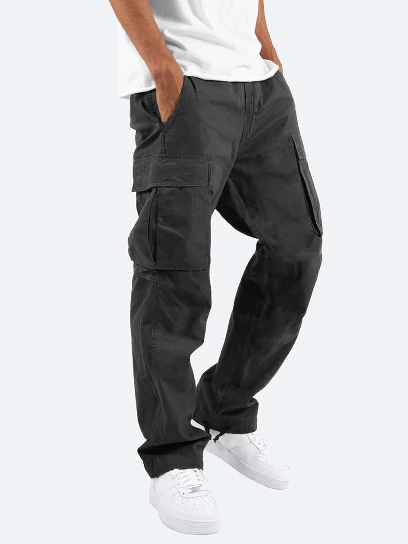 Men's Drawstring Multi Pocket Casual Trousers