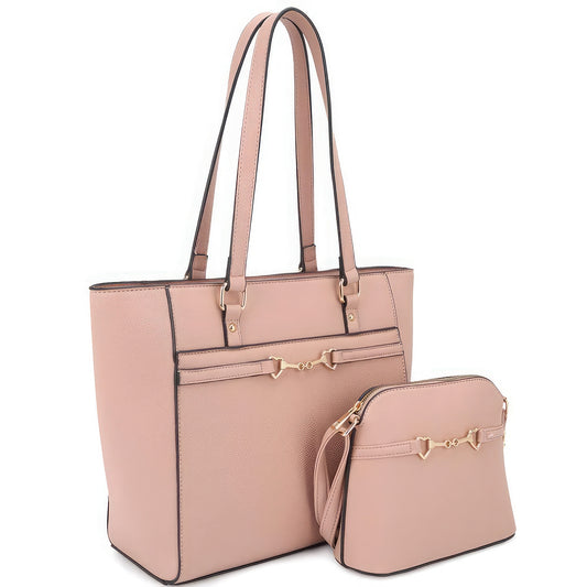 Smooth Matching Shoulder Tote Bag With Crossbody Set