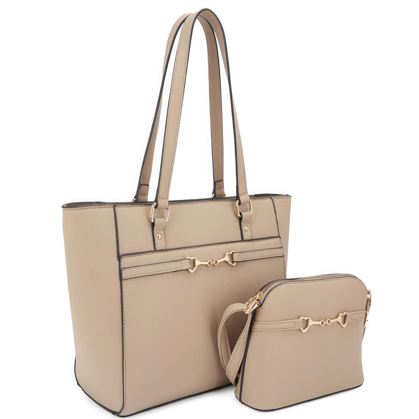 Smooth Matching Shoulder Tote Bag With Crossbody Set