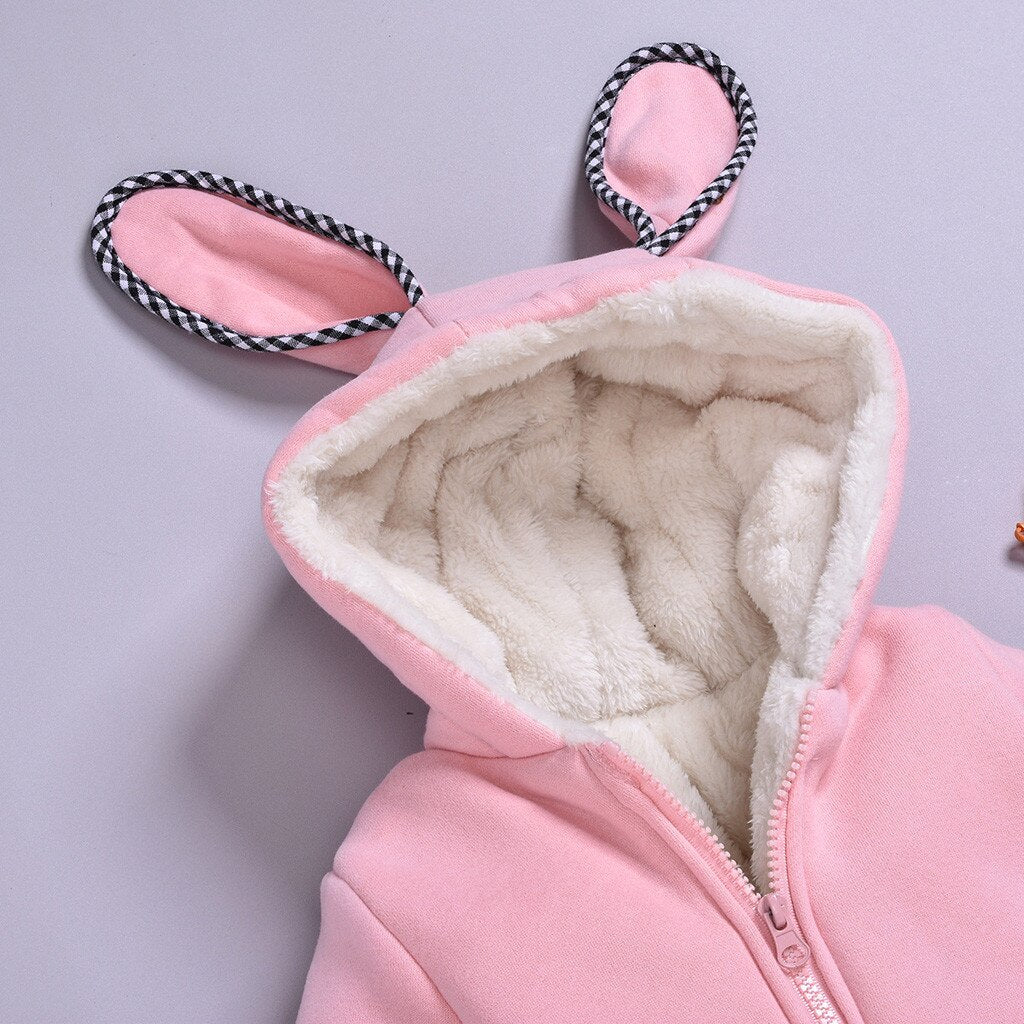 Cartoon Rabbit Ear Hooded Romper Coat Outwear