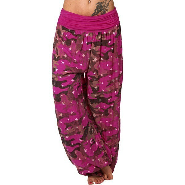 New Loose Printed Wide Leg Women's Camouflage Casual Trousers