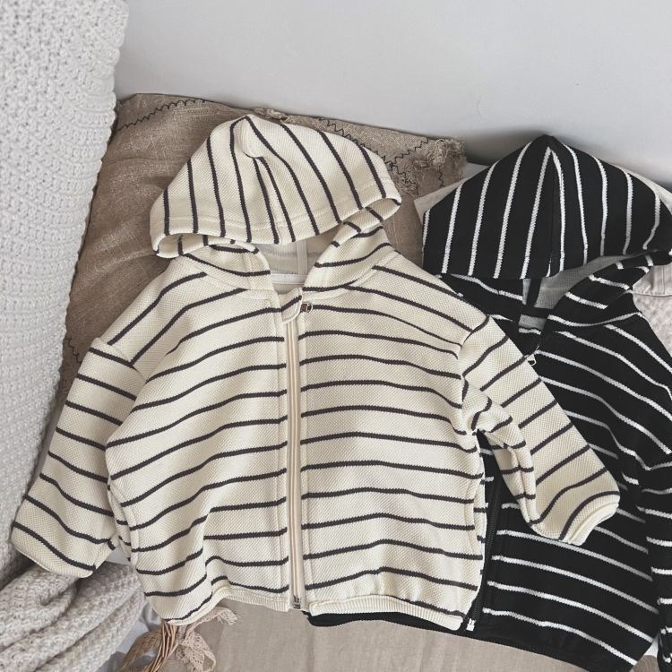 Unisex Baby Striped Long Sleeve Hoodie