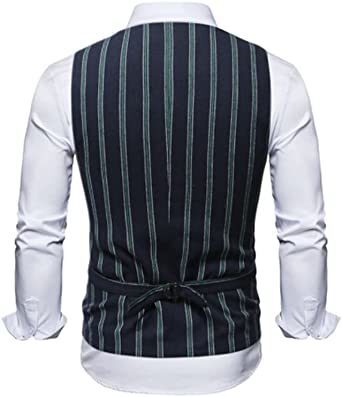 Men's Business Suit Vests Fashion Slim Striped Vests Casual Single Breasted Performance Wear