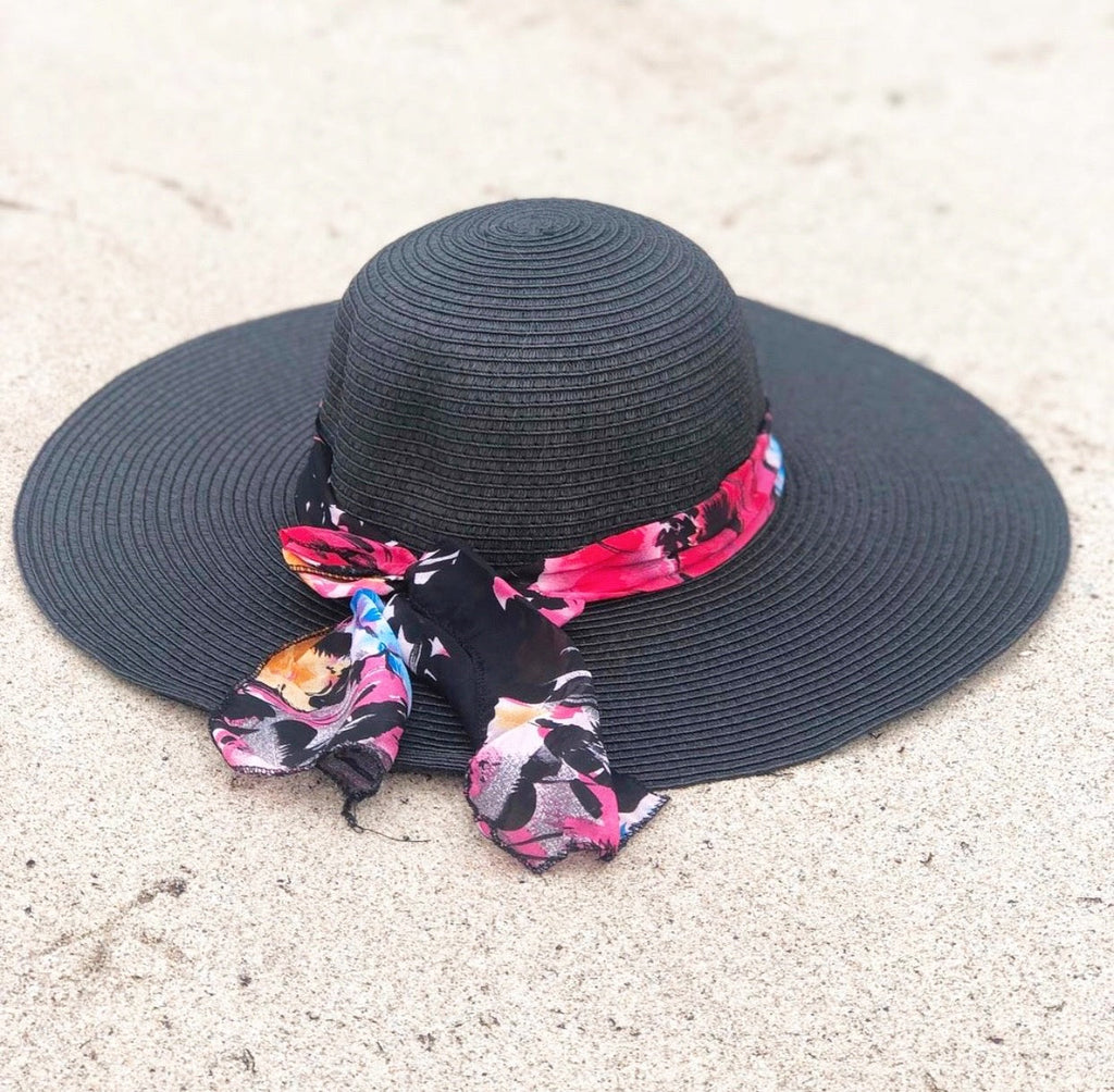 ‘Feel the Heat’ Black Scarf Sun Hat Violet Medea