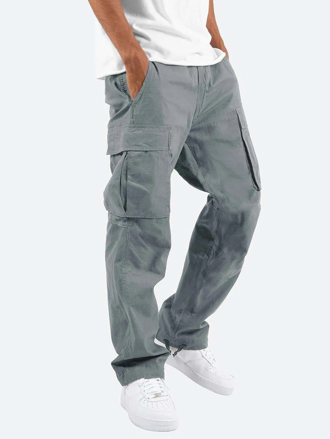 Men's Drawstring Multi Pocket Casual Trousers