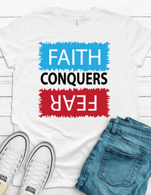 Faith Conquers Fear Inspirational Faith T-Shirt Peach Simba