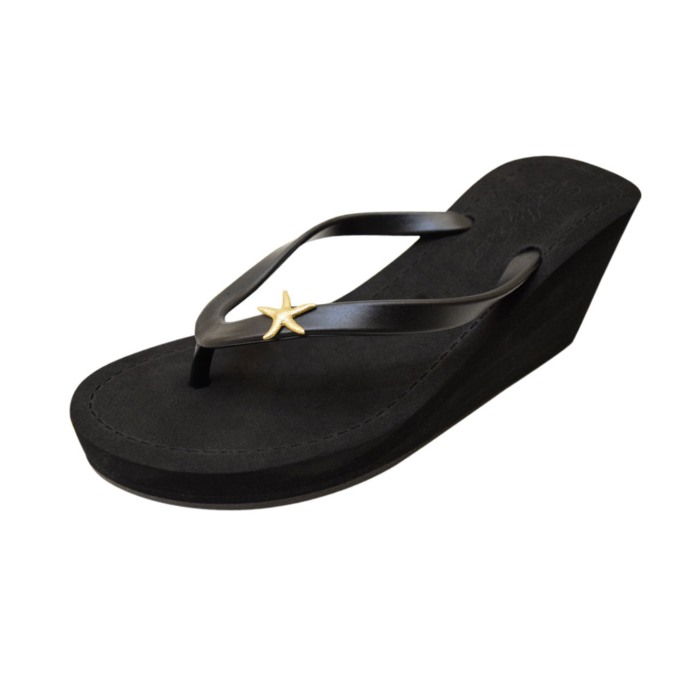 Gold Starfish - Women's High Wedge Matte