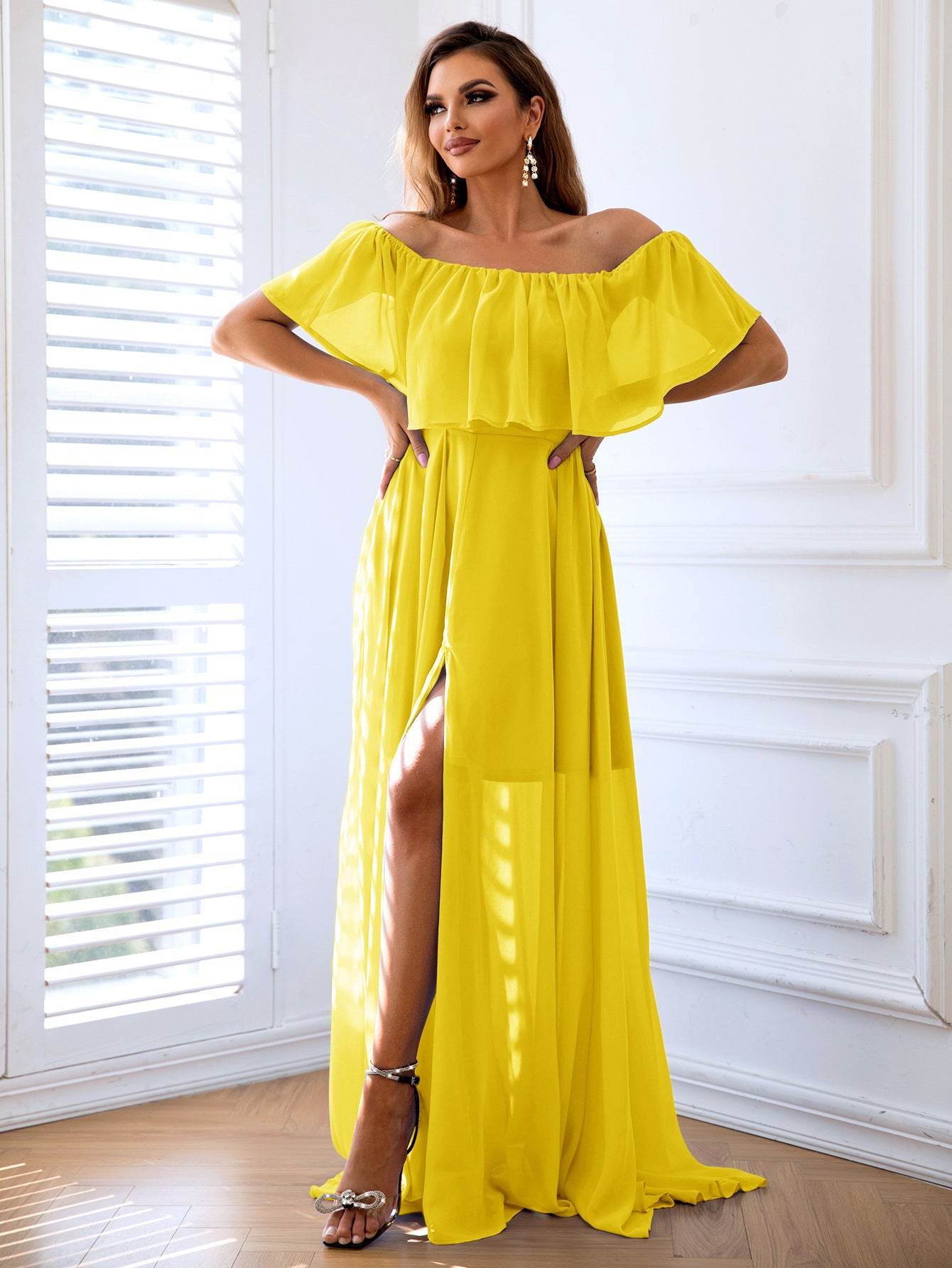 Off Shoulder Split Dress