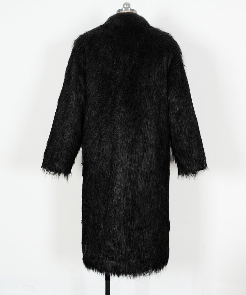 Faux Fur Long Trench Coat