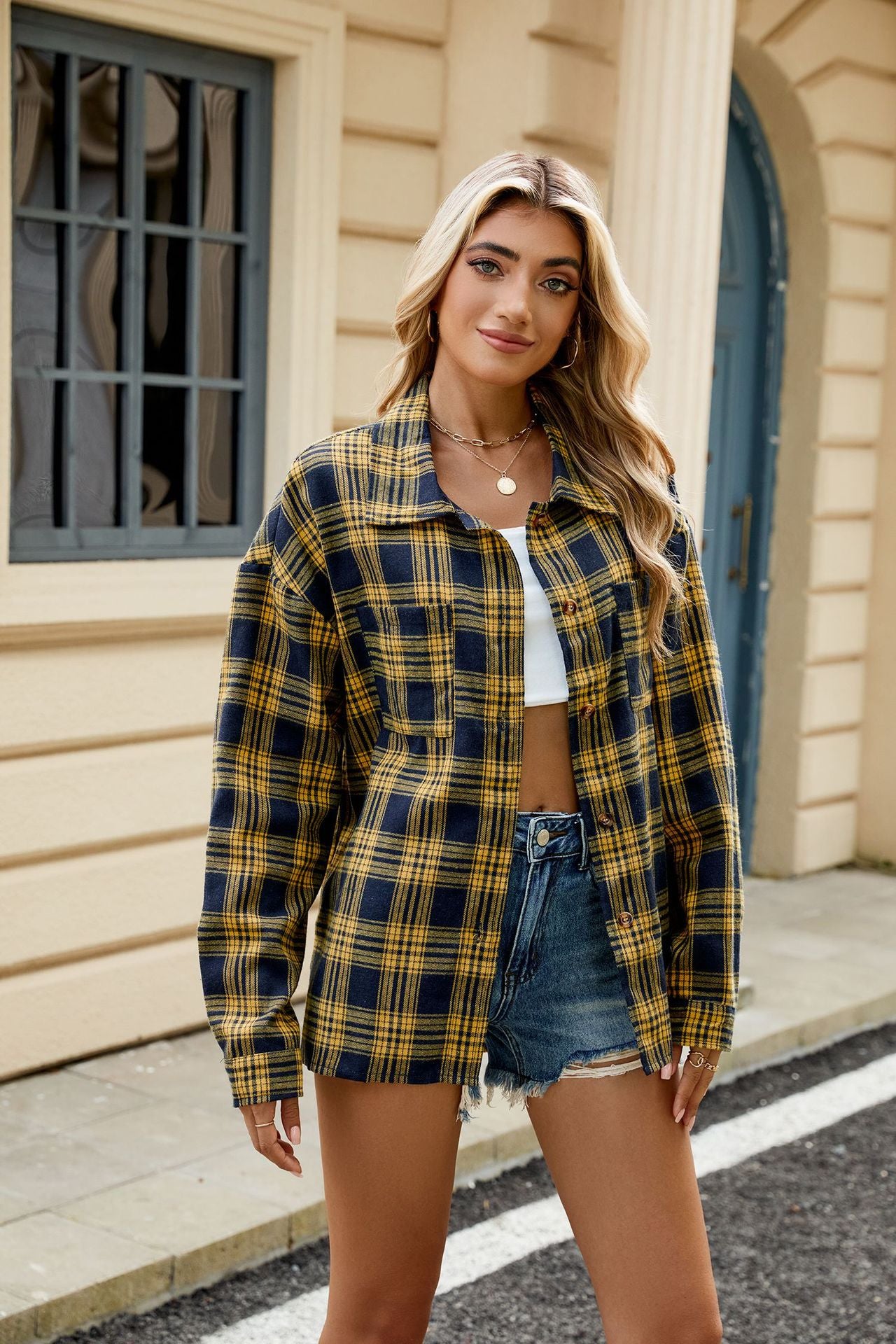 Long Sleeve Plaid Top