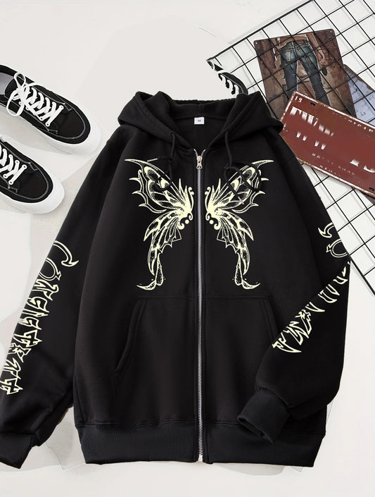 Fancy Butterfly Casual Zip Hoodie