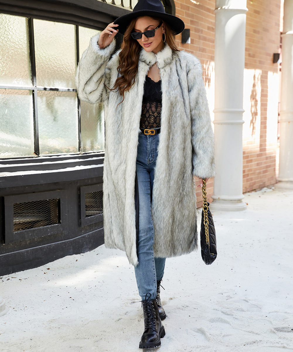 Faux Fur Long Trench Coat