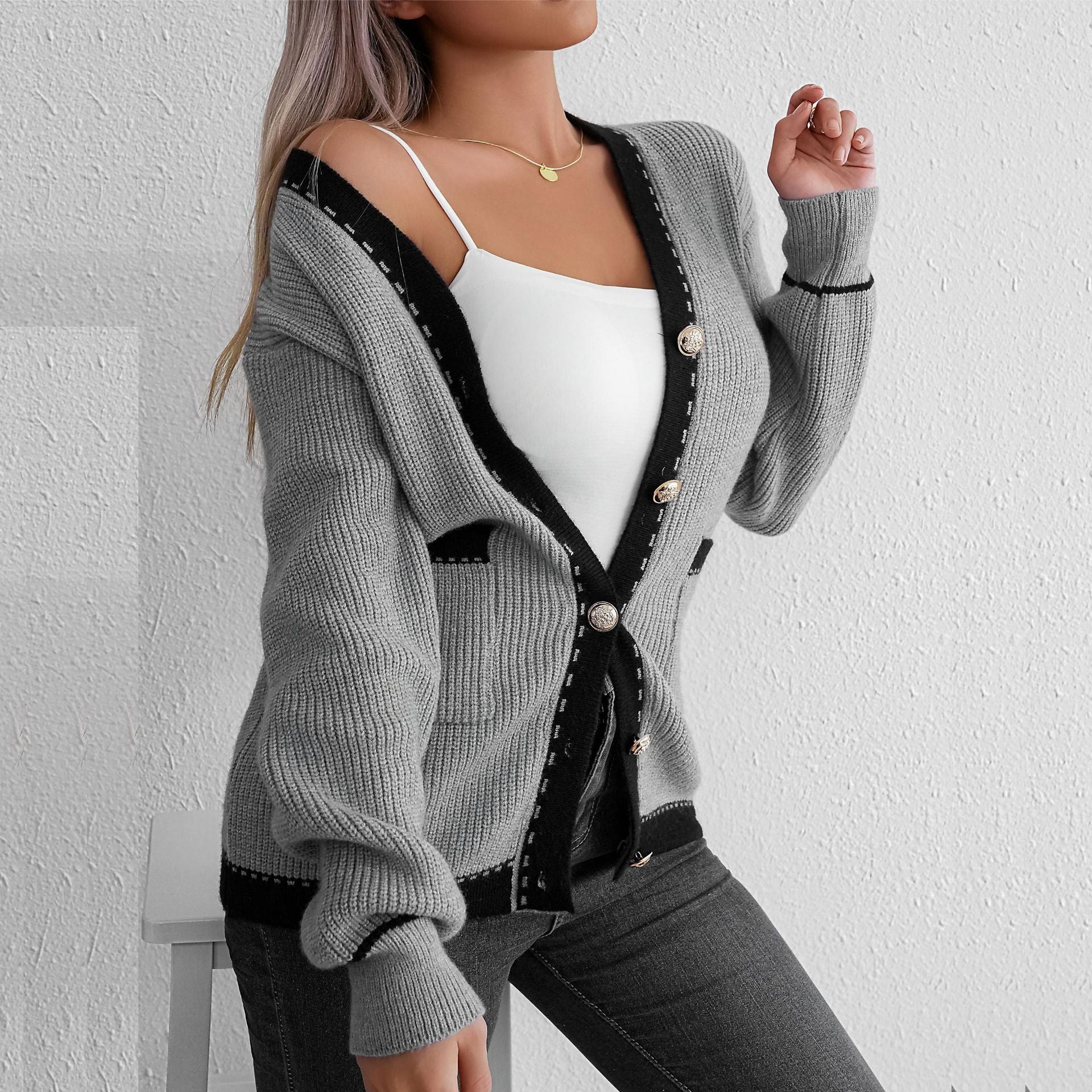 Casual Knitted Long Sleeve Cardigan