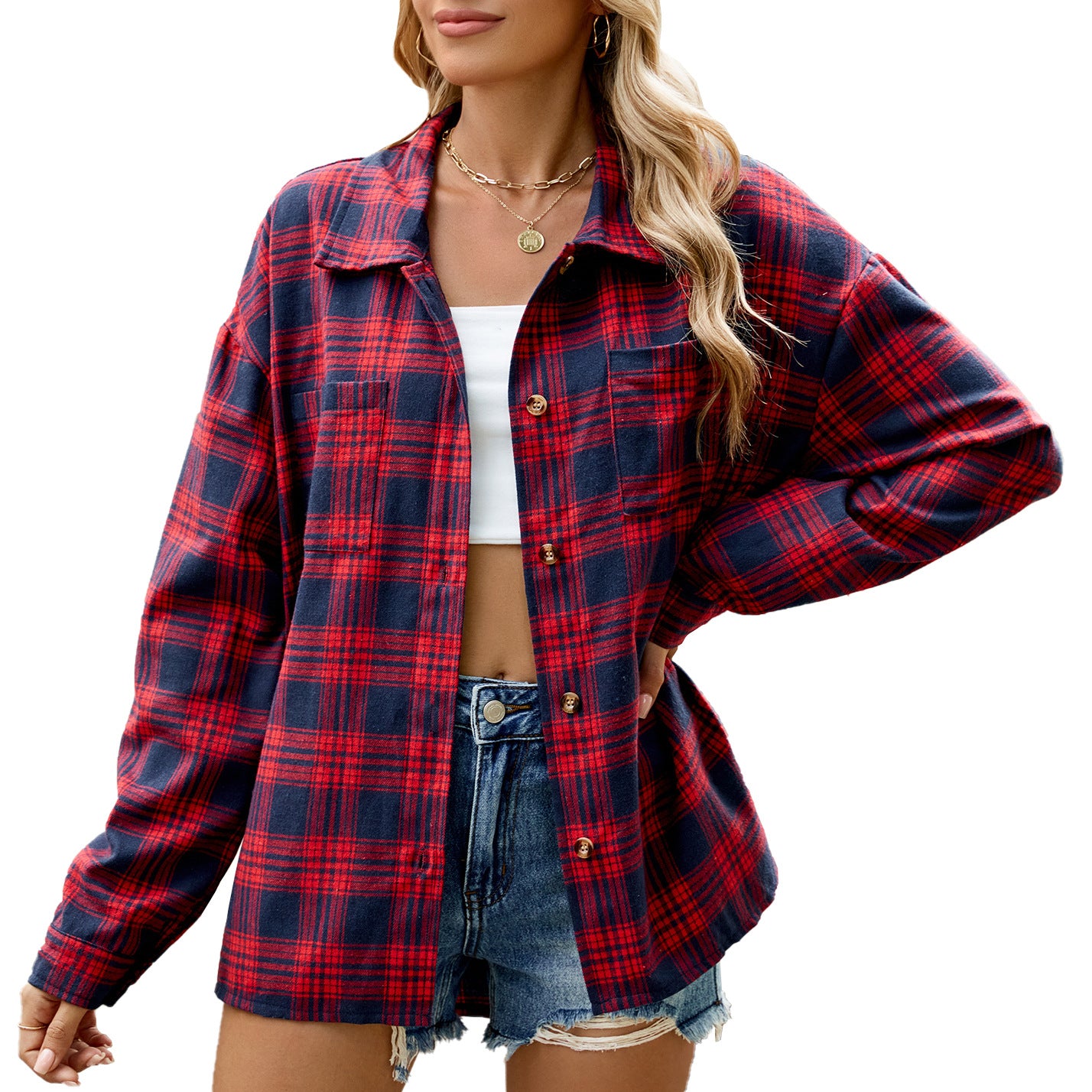 Long Sleeve Plaid Top