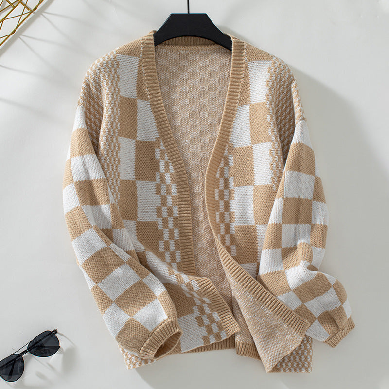 Loose Lantern Sleeve Knitted Cardigan