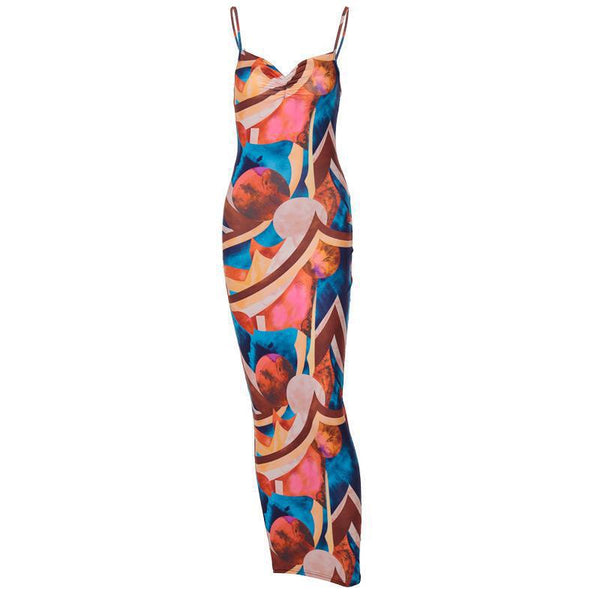 Nightclub Sexy Abstract Printing Slip Dress SHEILA