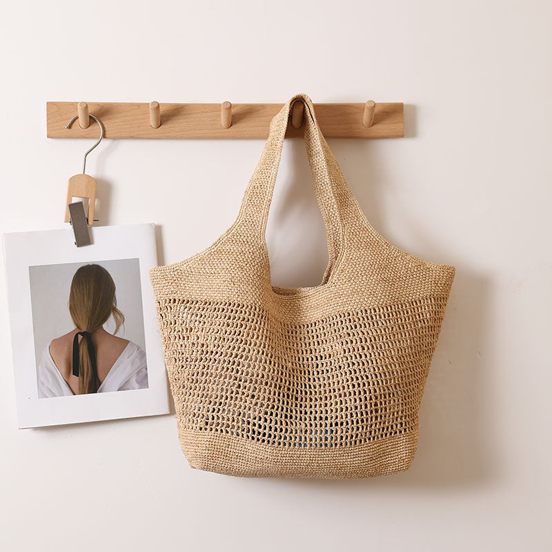 Large Capacity Raffia One Shoulder Straw Bag