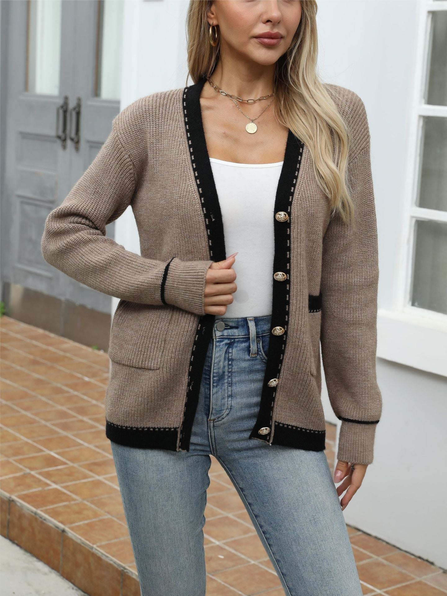 Casual Knitted Long Sleeve Cardigan
