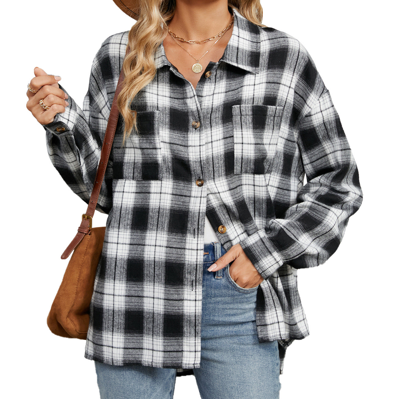 Long Sleeve Plaid Top