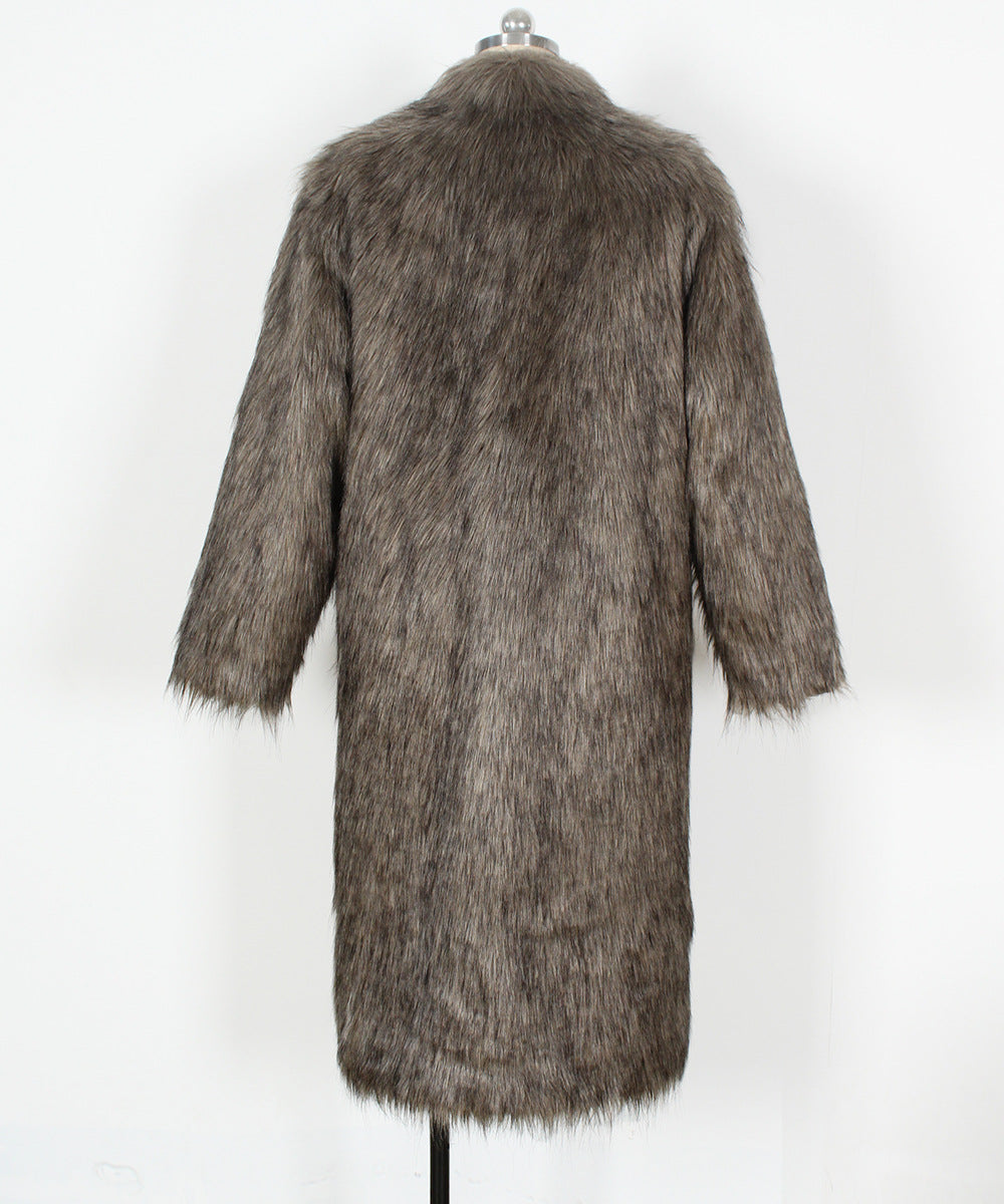 Faux Fur Long Trench Coat