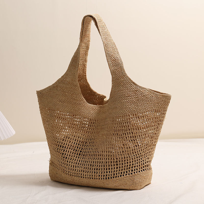 Large Capacity Raffia One Shoulder Straw Bag
