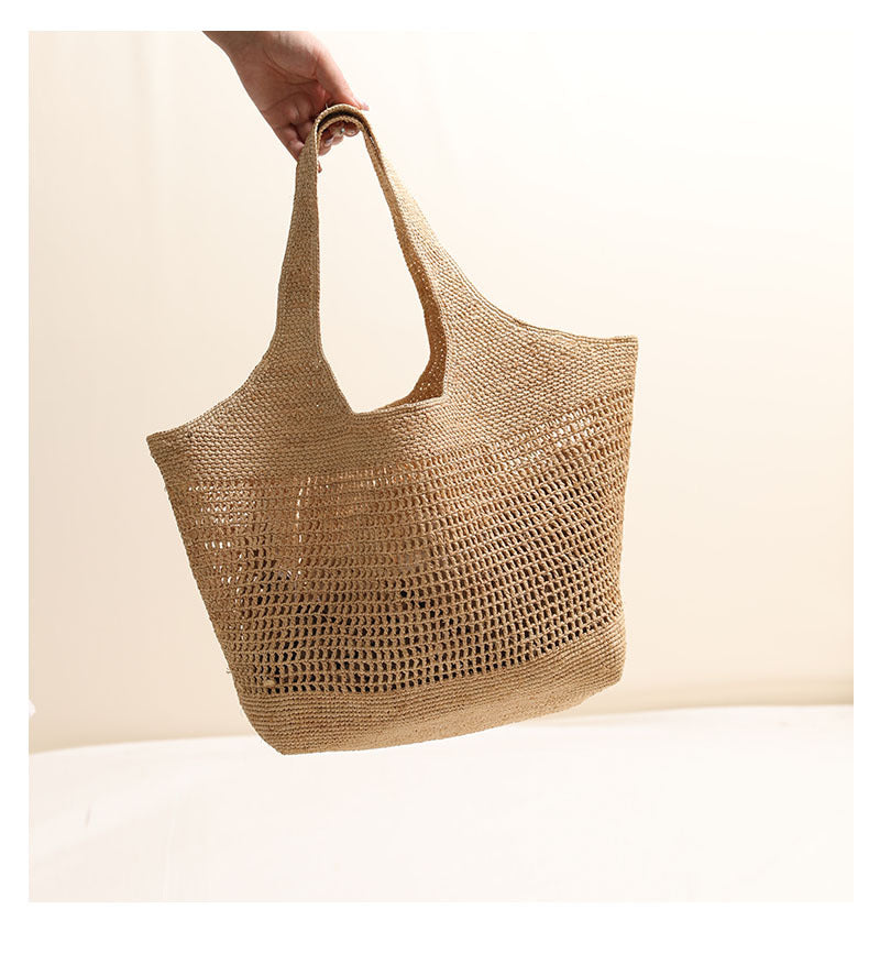 Large Capacity Raffia One Shoulder Straw Bag