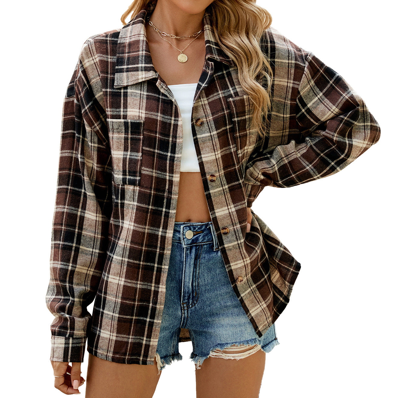 Long Sleeve Plaid Top