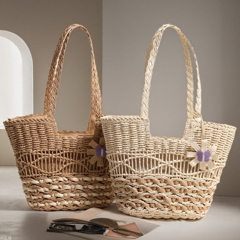 One Shoulder Straw Bag