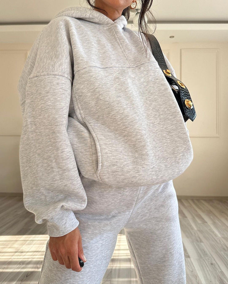 Hooded Sweater Two Piece Casual Jogger Set